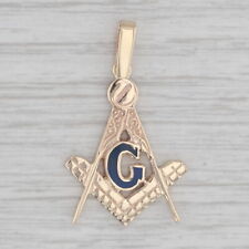 Masonic Emblem Pendant 14k Gold Enamel Square Compass Blue Lodge picture