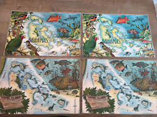 Vintage 1975 Set of 4 Bahama Islands Map Placemats Laminated Color Fish Art picture