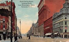 Syracuse NY New York South Salina Washington Street View Postcard Trolley c1912 picture