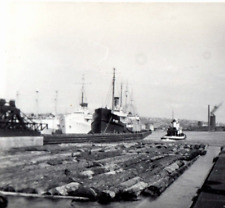 Shipyard Logging Photograph Vintage Photo Harbor Big Ships picture