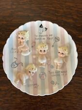 VINTAGE LEFTON MID CENTURY PINK & BLUE BABY PLATE DIAPER COLLECTIBLE picture