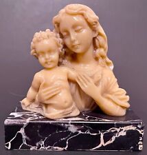 Madonna Mary & Child Jesus Figurine  Marble Base 2 3/8 X 4 X 4 1/2 H Mafrked 704 picture