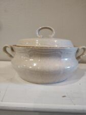 Baroque Hearthside Stoneware Tureen With Lid, Speckled Beige 1990s picture