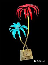 Vintage Metal Bamboo Palm Tree Plant CandleHolder Mid Century Hollywood Regency picture