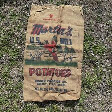 Vintage Martins Potatoes Sack Burlap Printed Design Pheasant Dogs Cottagecore picture