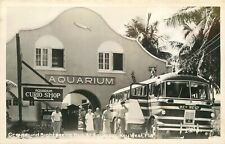 Postcard RPPC Florida Key West Greyhound sightseeing bus aquarium 23-10936 picture