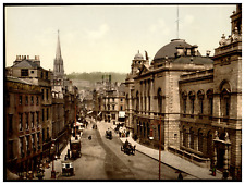 England. Bath. High Street. Vintage photochrome by P.Z, photochrome Zurich ph picture
