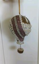 Vintage Beaded Sequin Push Pin Christmas Ornament HUGE Mauve/White/Gold 9