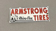 VINTAGE ARMSTRONG RHINO TIRES 12” PORCELAIN SIGN CAR GAS OIL TRUCK AUTOMOBILE picture