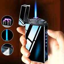 Electric Butane Metal Torch Lighter Gas Chargeable Windproof Dual Plasma Gadget picture
