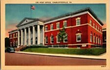 1940'S LINEN. POST OFFICE. CHARLOTTESVILLE, VA.  POSTCARD TM16 picture