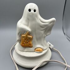 Vintage 1980s Halloween Ceramic Ghost with Bag Light Figure Unmarked Scuffed picture