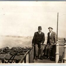 c1910s Sturgeon Bay, Mich. RPPC Gentleman on Boat Real Photo Man Bowler Hat A258 picture