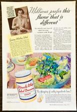 1937 Kraft Miracle Whip Dressing PRINT AD Mrs Fred Wolff's Spring Medley Salad picture