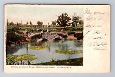 Milwaukee WI- Wisconsin, Bridge And Lily Pond, Antique, Vintage c1903 Postcard picture