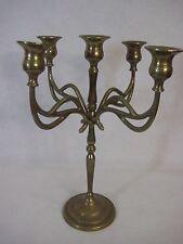Vintage 5 Lights Brass Wedding Candelabra, Made In Greece, 13 1/3