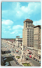 1950s AUGUSTA GA AERIAL VIEW OF BROAD STREET CONFEDERATE MONUMENT POSTCARD P3743 picture