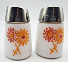 Vintage Starline MCM Milkglass Orange Flower Salt/Pepper Shakers '60s-'70s picture