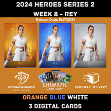 Topps Star Wars Card Trader 2024 HEROES Series 2 Week 8 REY Orange Blue White picture