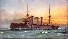 Postcard HMS Monmouth Armored Cuiser Ship Battleship Full Power Tucks#9183 picture