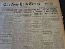 1936 FEB 25 NEW YORK TIMES - EDEN'S WANTS BRITAIN STRONG TO PREVENT WAR- NT 6701 picture