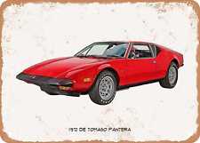 Classic Car Art - 1972 De Tomaso Pantera Oil Painting - Rusty Look Metal Sign picture