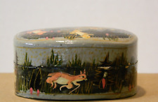 A small vintage lacquer box, hand-painted with forest animals maybe from Kashmir picture