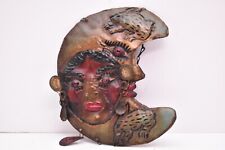 VTG Mexican Guerrero Copper Wall hanging Folk Art Moon Face  Mask 10