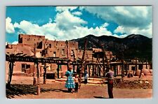 Taos NM-New Mexico, Taos Pueblo, Exterior, Scenic, Vintage Postcard picture