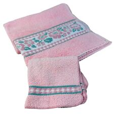 vtg Martex cotton pink towel & facecloth roses cottage core picture