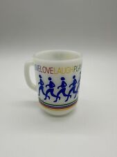 1980 Anchor Hocking Live Love Laugh Play RUNNING Rainbow Mug Cup 10 oz picture