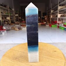 670g Natural Rare Blue Trolleite Quartz Obelisk Crystal Tower Point Reiki Decor  picture