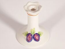 Vintage Ceramic Portugese Candlestick - Three Dimensional Purple Plums on White picture