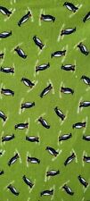 Vintage Lime Green Cotton Knit Fabric With PENGUINS picture