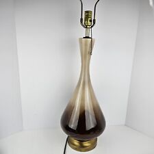 Vintage Mid Century Modern Ceramic Genie Drip Glaze Cream Brown Table Lamp picture