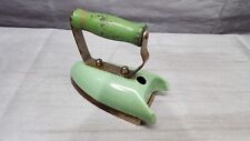 Vintage 1940’s Miniature Electric Iron Wood Handle 1 ½ Pound  Missing Cord Plug picture