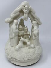 Vintage MUSICAL NATIVITY SCENE Rotating Figurine Plays Little Town of Bethlehem picture