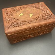 Vintage Ornate Box Wooden Carved TAROT Box Curio Wicca Keepsake India Jewelry  picture