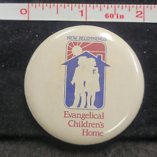 New Beginnings Evangelical Children's Home Pin Pinback Button Badge vtg Support picture