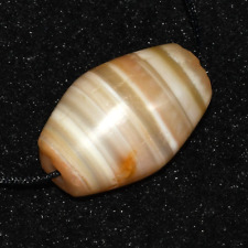 Genuine Ancient Honey Yellow Banded Agate Bead in Good Condition picture