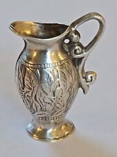 Sterling Silver ~ Miniature 1.25 INCH VASE ~ GORGEOUS ETCHED LEAVES ~ VINTAGE picture