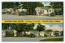 c1940s Winter Park Motel Exterior Roadside Winter Park Florida FL Trees Postcard picture