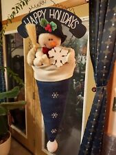Hanging Soft Plush Christmas Snowman in Hat w/ Snowballs 