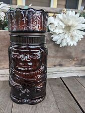 Vintage Native American Chief Brown Glass Tobacco Humidor Canister Jar picture