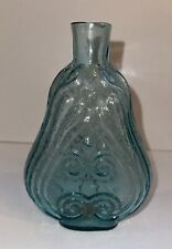 1850s Aqua Iron Pontil Quart Scroll Historical Whiskey Flask Bottle Stars picture
