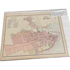 Antique Map QUEBEC CITY CANADA Original 10” X 13” George F Cram Vintage picture
