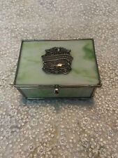 Harley Davidson Pewter Green Glass Trinket Promotional Box picture