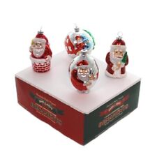 Shiny Brite Holiday Splendor Santa Figure Multicolor Ornament Set 4 3.5