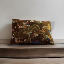 Vintage Oriental Dragon Pillow Woven Wool Short Pile Textile Home Decor picture