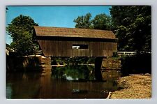 Warren VT-Vermont, Covered Bridge over the Mad River, Vintage Souvenir Postcard picture